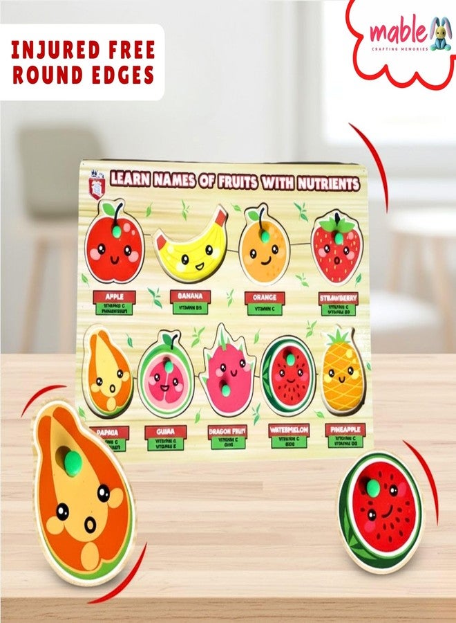 MABLE Fruits Learning Puzzle for Kids | Educational Fruit Identification Cardboard Puzzle Toy for Toddlers Boys & Girls Age 2 and Above | idle for Gifting | - Image 2